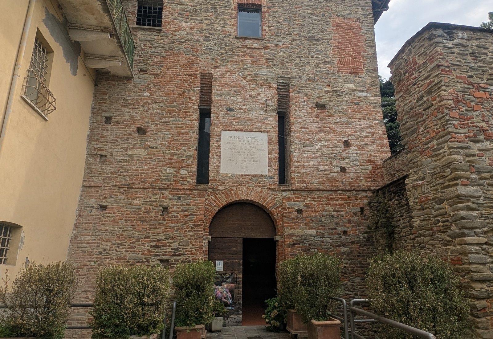 The entrance to the Civic Archaeological Museum in the courtyard of the Castello dei Paleologi, Acqui Terme