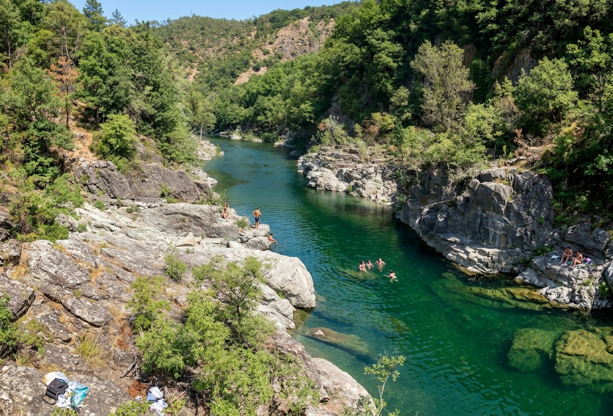 The emerald river pools of the Green Canyon on the Orba near Molare (illustration)