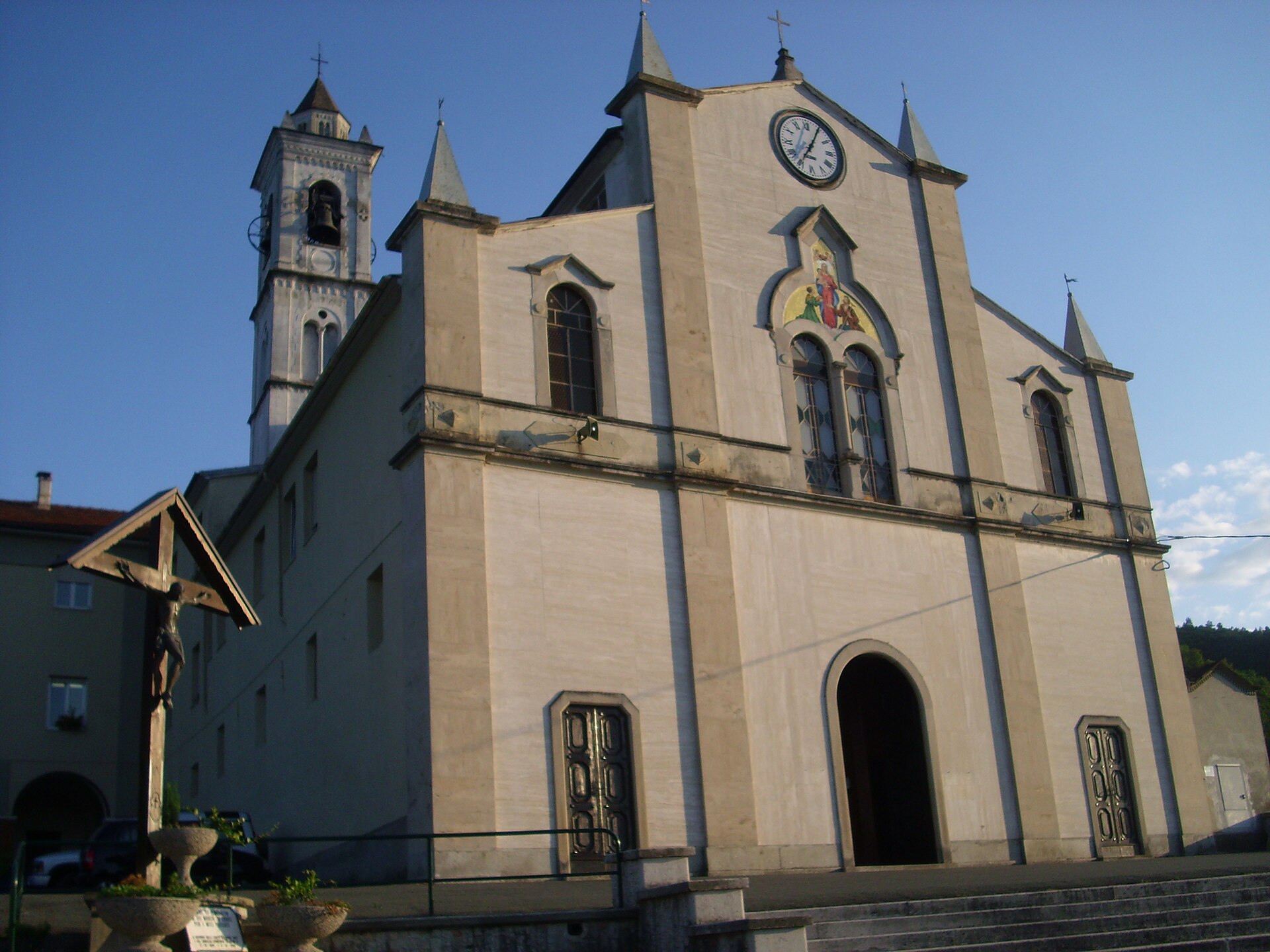 Façade and bell tower of the Santuario Nostra Signora delle Rocche at Molare