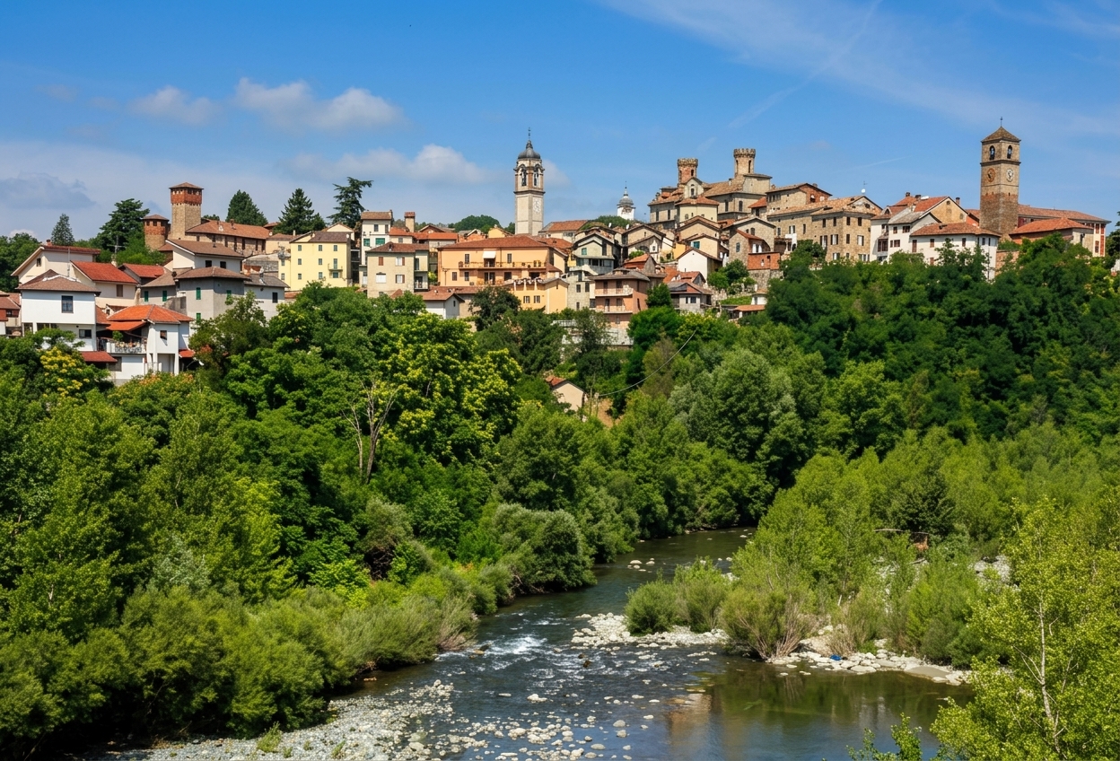 Panorama of Molare in the Orba valley, province of Alessandria